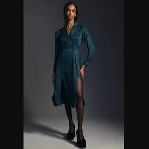 Anthropologie Blazer Teal Wrap Dress - New - Size 4